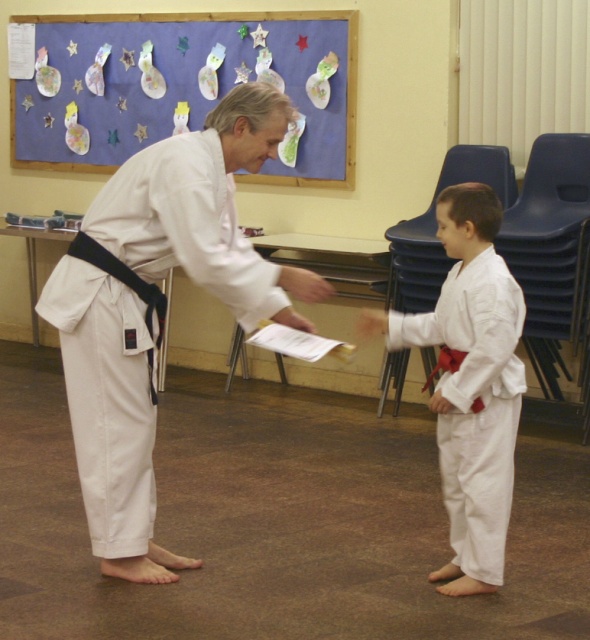 Wayne Being Presented with Yellow Belt. 18-2-05
